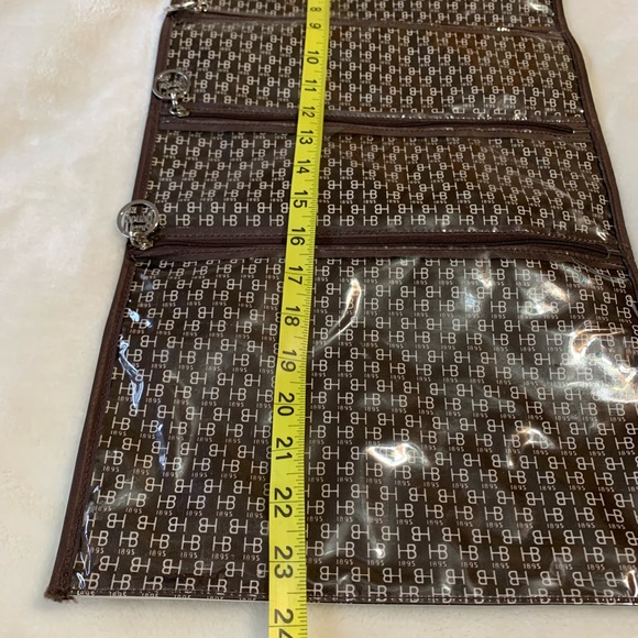 HENRI BENDEL brown white striped hanging 4 pockets travel toiletries bag VVGUC+ - Picture 7 of 11